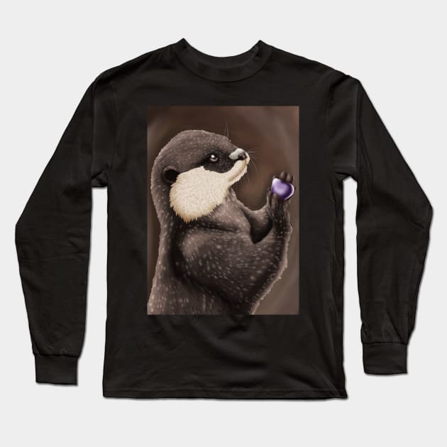 Otter and Amethyst Long Sleeve T-Shirt by FerretMerch